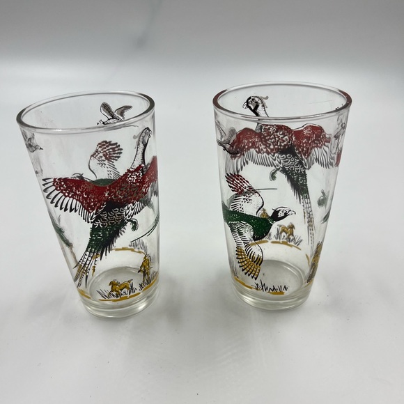 Anchor Hocking Pheasant Hunter Glass X 2 - Picture 1 of 5